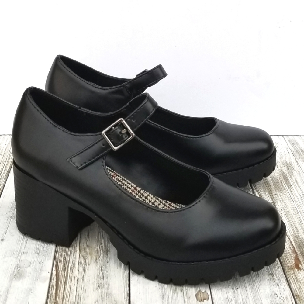 New Black Platform Mary Jane Schoolgirl 8.5